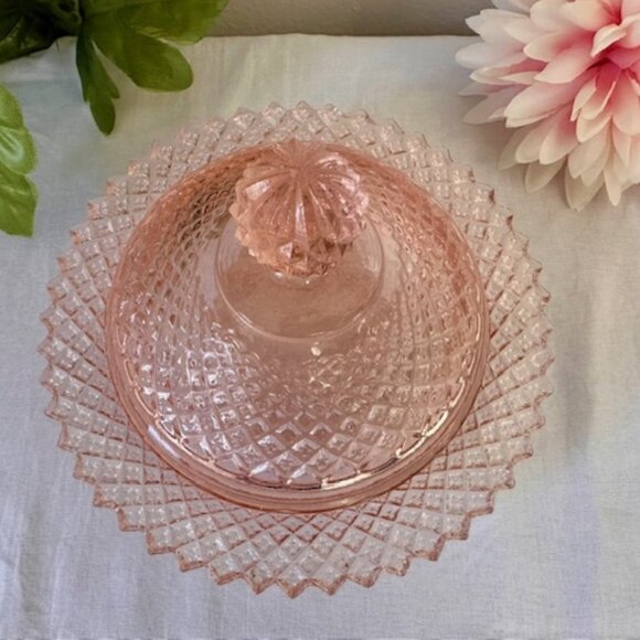 Vintage Anchor Hocking Miss America Pink Depression Glass Covered Dish - Picture 4 of 5